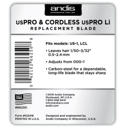 ANDIS - Accessories - US Pro & Cordless US Pro Li Replacement Blade -Care Product Shop 66250 clipper blade replacement us 1 package back web 46976.1607914059