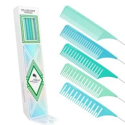 VELLEN HAIR - Premium Tail Comb 5 Set - Green/Blue/Mint